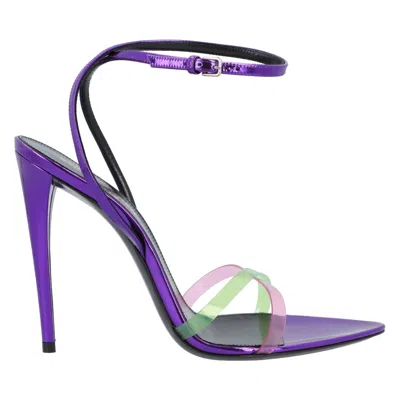 Saint Laurent Gippy Patent Leather And Plexi Sandals Purple In Pink