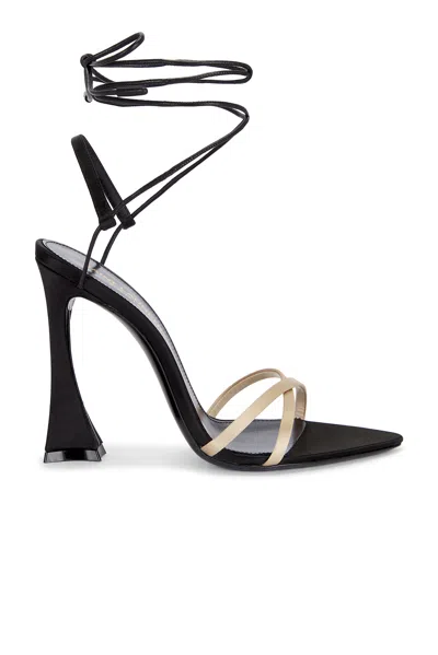 Saint Laurent Gippy Sandal In Faint Pink & Nero