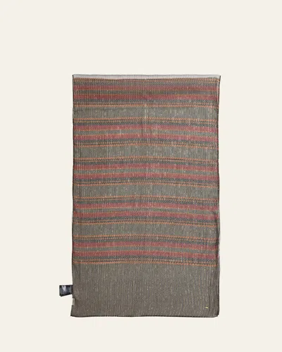 Saint Laurent Gipsy Stripes Silk Scarf In Green Multicolor