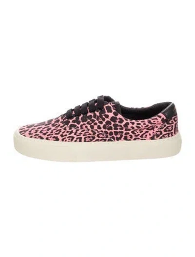 Pre-owned Saint Laurent Kids' Girls' Canvas Leopard Print Low Top Sneakers W/ Tags In Pink