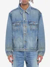 Saint Laurent Denim Jacket Collared Design Front Pockets In Blue