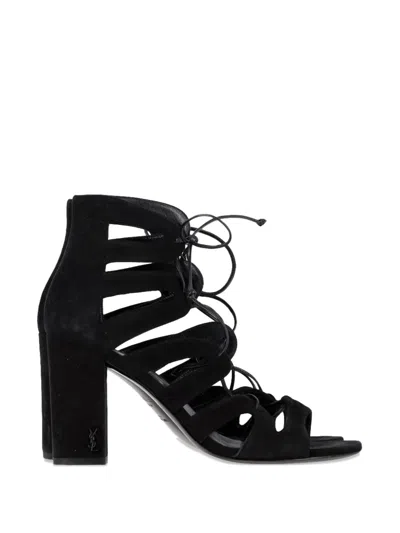Pre-owned Saint Laurent Gladiator Heeled Sandals In Black
