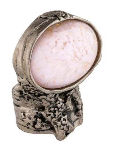 Pre-owned Saint Laurent Glass 'arty' Cocktail Ring In Pink