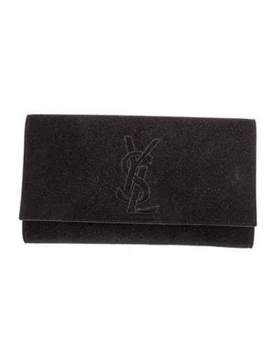 Pre-owned Saint Laurent Glitter Clutch In Black