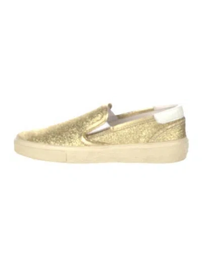 Pre-owned Saint Laurent Glitter Glitter Accents Espadrilles In Yellow