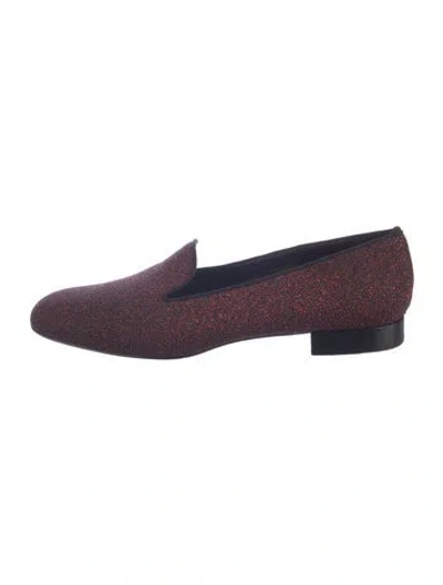 Pre-owned Saint Laurent Glitter Glitter Accents Loafers In Burgundy