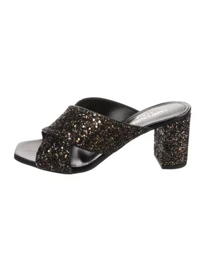 Pre-owned Saint Laurent Glitter Glitter Accents Slides In Multi