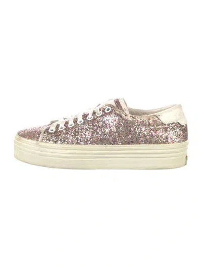 Pre-owned Saint Laurent Glitter Glitter Accents Sneakers In Pink