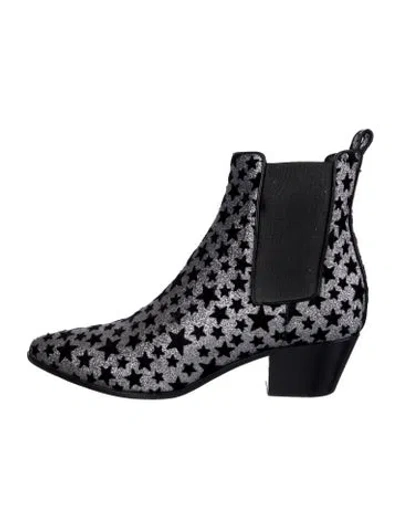 Pre-owned Saint Laurent Glitter Graphic Print Chelsea Boots