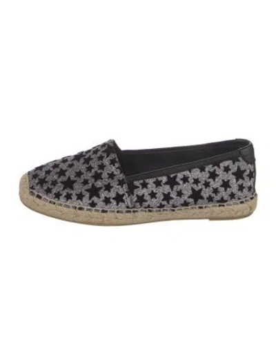 Pre-owned Saint Laurent Glitter Graphic Print Espadrilles In Black/silver