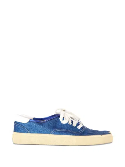 Pre-owned Saint Laurent Glitter Low-top Sneakers In Blue