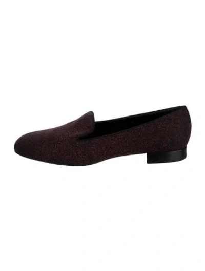 Pre-owned Saint Laurent Glitter Patterned Loafers In Red