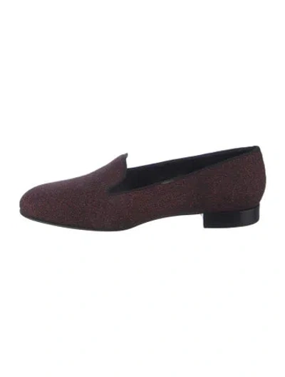 Pre-owned Saint Laurent Glitter Patterned Loafers In Red