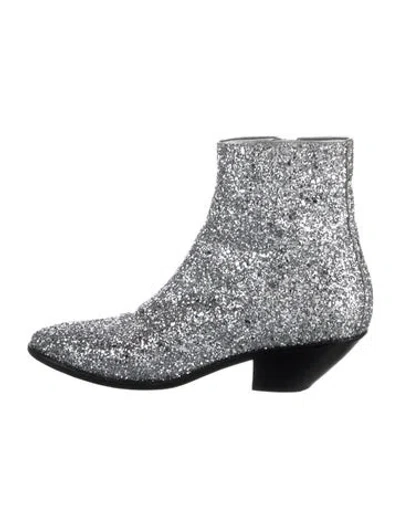 Pre-owned Saint Laurent Glitter Patterned Sock Boots