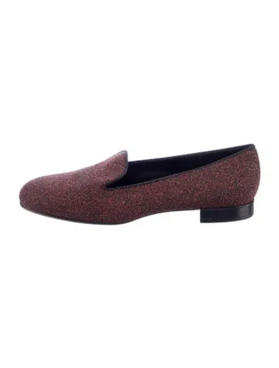 Pre-owned Saint Laurent Glitter Printed Loafers In Red