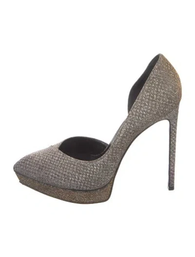 Pre-owned Saint Laurent Glitter Tweed Pattern D'orsay Pumps In Multi
