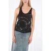 Saint Laurent Glittered Galaxy Tank Top In Black