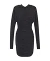 Saint Laurent Glittery Draped-back Mini Dress In Black