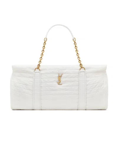 Saint Laurent Gloria Giant Quilted Jacquard Travel Bag In White