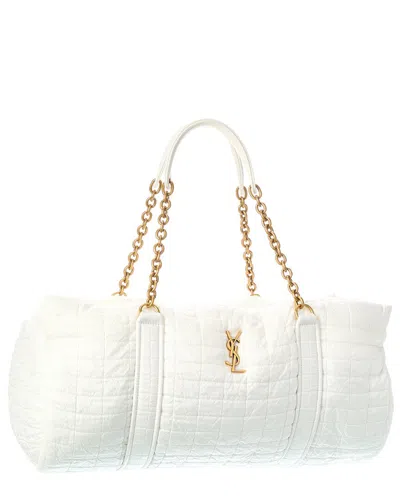 Saint Laurent Gloria Quilted Nylon Travel Bag In White