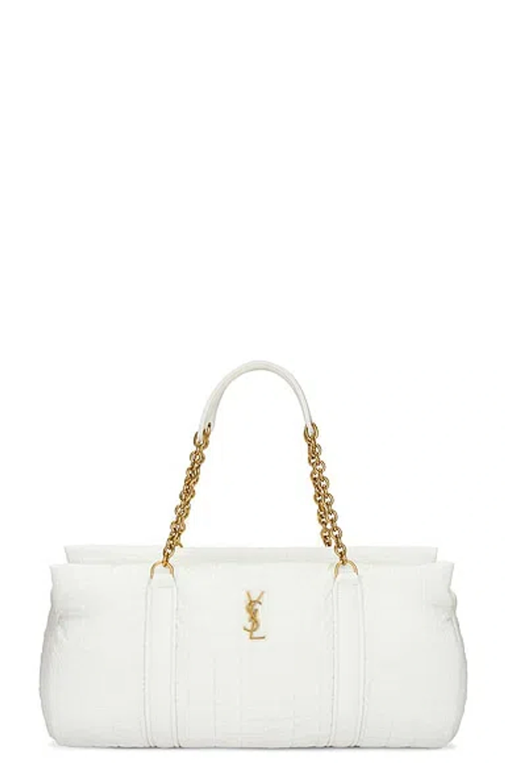 ＊Saint Laurent＊ ホワイトファブリックグロリアトラベルバッグ Saint Laurent White Fabric Gloria Travel Bag (Saint Laurent