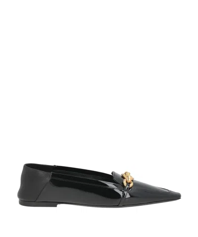 Saint Laurent Glossy Leather Loafers In Black