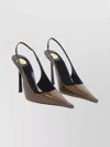 Saint Laurent Glossy Pointed Toe Pumps In Brown