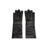 Saint Laurent Women Black Leather Cassandre Gloves In Black