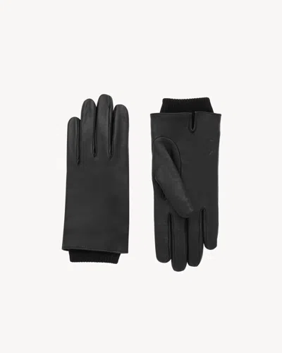 Saint Laurent Gloves In Wool And Leather In Black