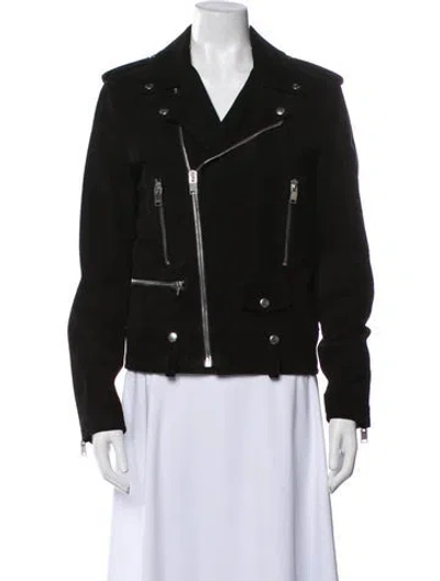 Pre-owned Saint Laurent Goat Leather Biker Jacket In Black