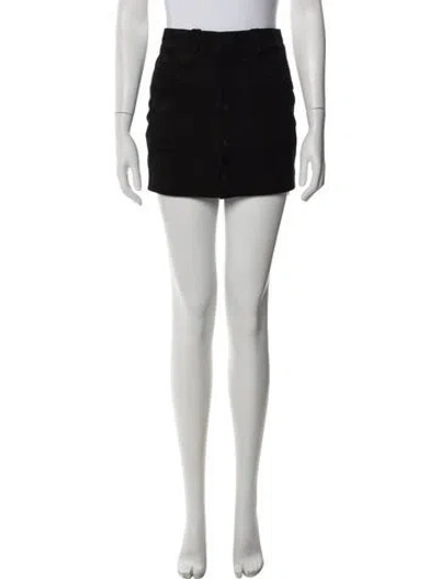 Pre-owned Saint Laurent Goat Leather Mini Skirt In Black