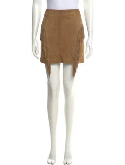 Pre-owned Saint Laurent Goat Leather Mini Skirt In Brown