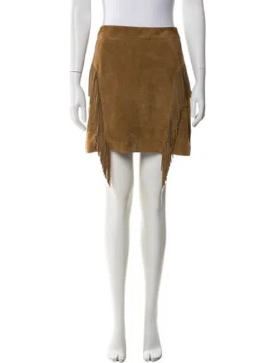 Pre-owned Saint Laurent Goat Leather Mini Skirt In Brown