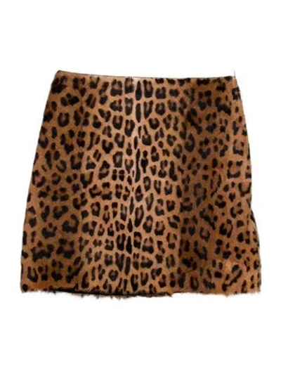 Pre-owned Saint Laurent Goat Leather Mini Skirt In Brown