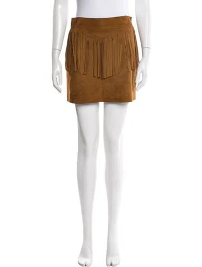 Pre-owned Saint Laurent Goat Leather Mini Skirt In Neutral