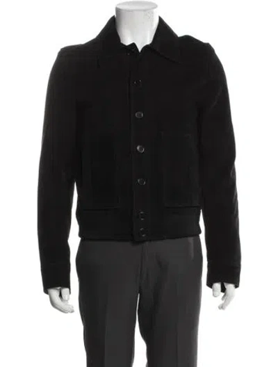 Pre-owned Saint Laurent Goat Leather Trucker Jacket In Black