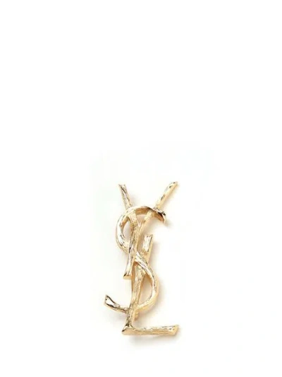 Saint Laurent Gold Brass Brooch With Logo