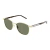 Saint Laurent Gold-crystal-green Resin Sunglasses In Green