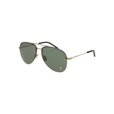 Saint Laurent Gold Gold Green Metal Sunglasses