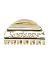 Saint Laurent Gold Half-moon Claw Clip With Engraved Detailing In Gold