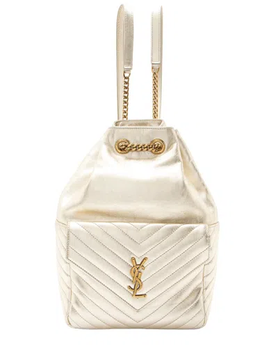 Pre-owned Saint Laurent Gold Lambskin, Metallic Lambskin Joe Backpack (authentic Pre-loved)