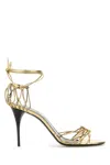 Saint Laurent Gold Leather Babylone Sandals In Gold