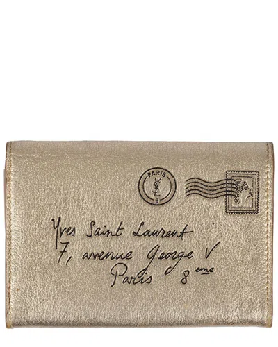 Pre-owned Saint Laurent Gold Leather Card Holder - '00s (authentic Pre-loved)