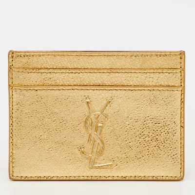 Pre-owned Saint Laurent Gold Leather Card Holder