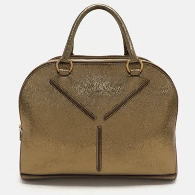 Pre-owned Saint Laurent Gold Leather Sac 32 Tote