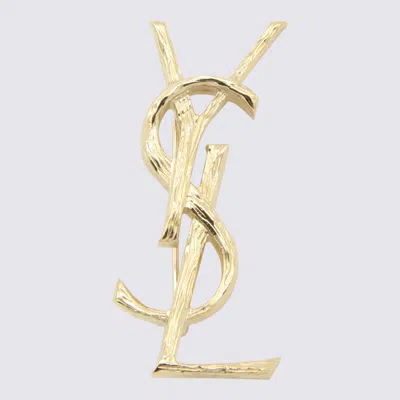 Saint Laurent Gold Metal Brooches