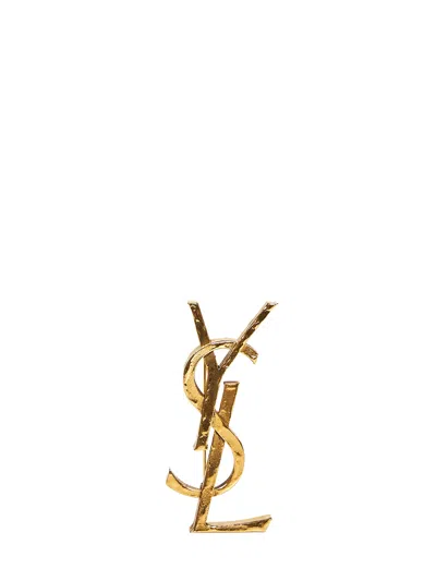 Saint Laurent Gold Metal Cassandre Brooch