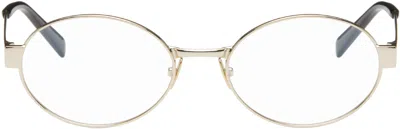 Saint Laurent Gold New Wave Panthos Metal Glasses In 002 Gold