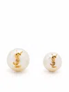 Saint Laurent Gold Plated Faux Pearl Stud Earrings