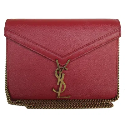 Pre-owned Saint Laurent Gold Red Color Metal Leather Shoulder Bag ()